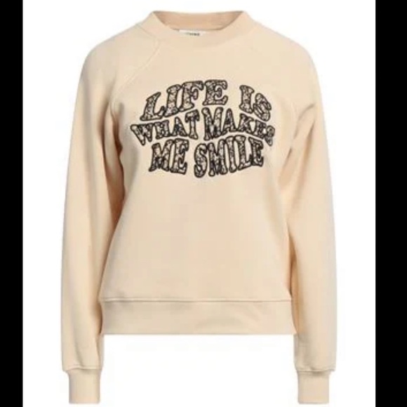 SANDRO sweatshirt Cream Graphic Women's Size M - Picture 1 of 7